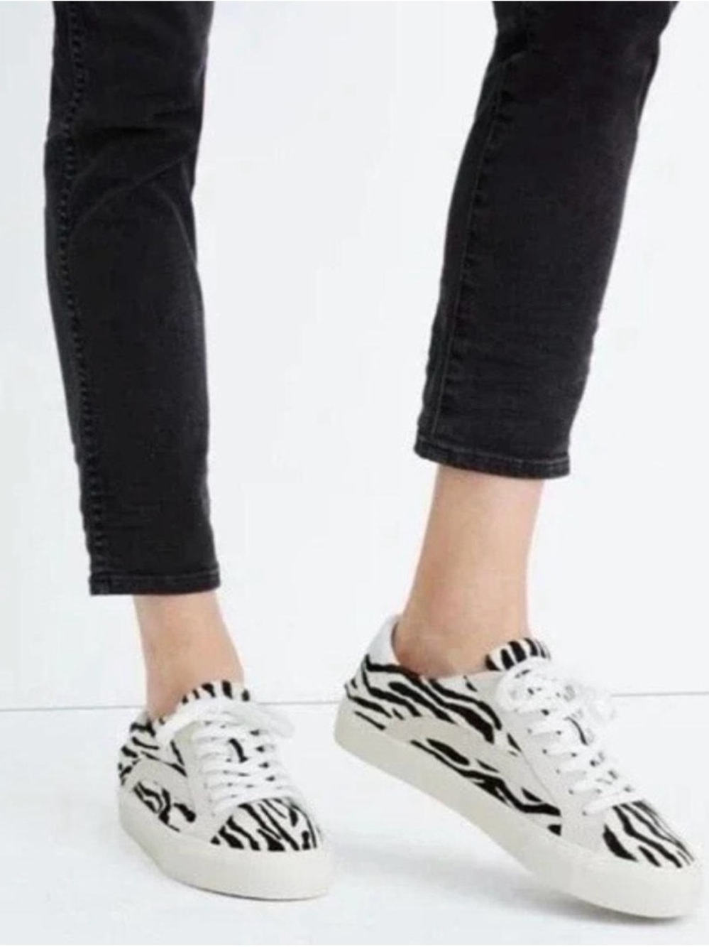 Madewell Zebra-Striped Low-Top Sneakers in Black & Cream